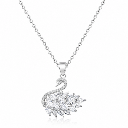 Swan Necklace Silver Dimond
