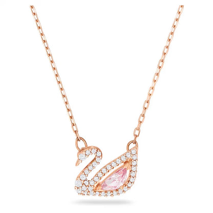 Iconic Swan Pendant Necklace Rose Pink