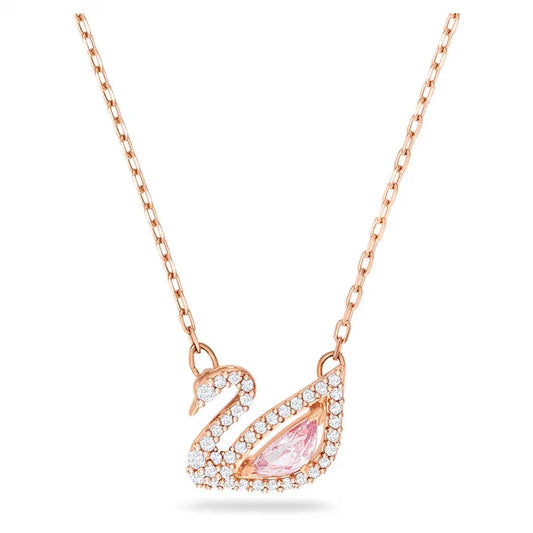 Iconic Swan Pendant Necklace Rose Pink