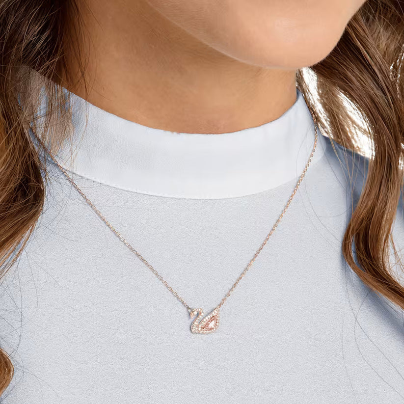Iconic Swan Pendant Necklace Rose Pink