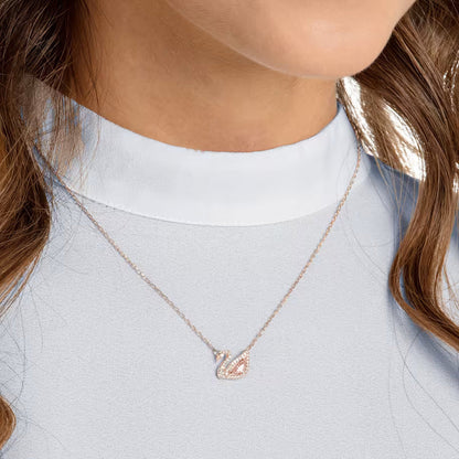 Iconic Swan Pendant Necklace Rose Pink