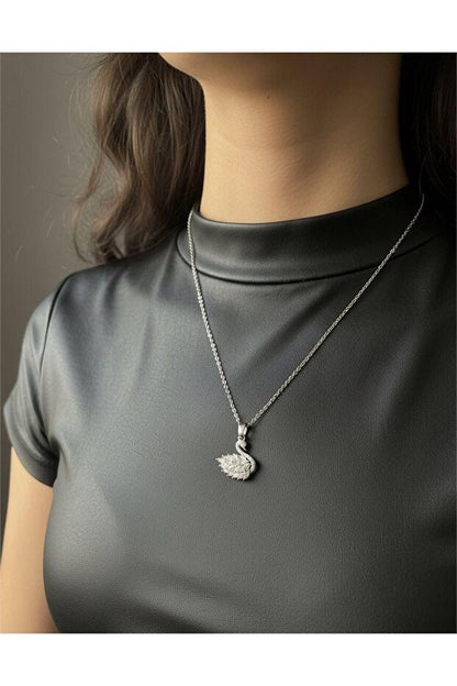 Swan Necklace Silver Dimond