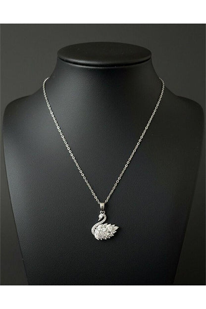 Swan Necklace Silver Dimond