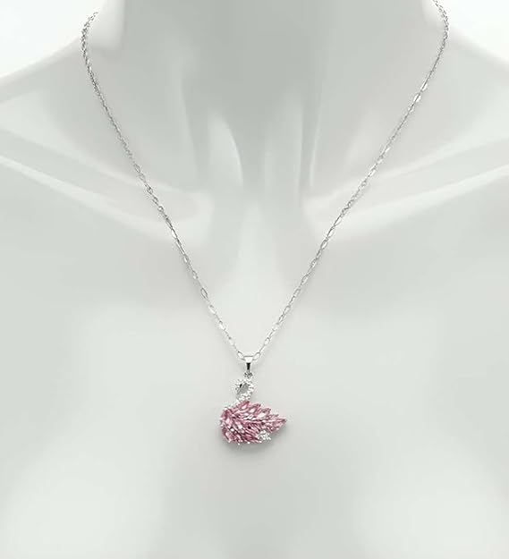 Swan Necklace Rose Pink