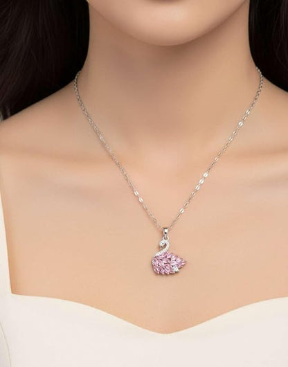 Swan Necklace Rose Pink