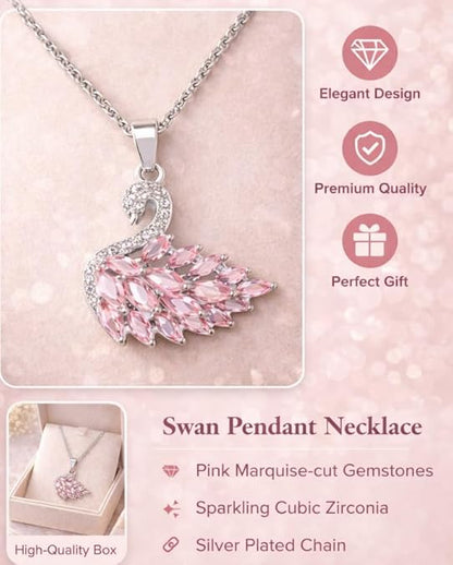 Swan Necklace Rose Pink
