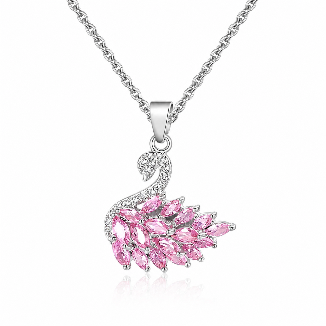Swan Necklace Rose Pink