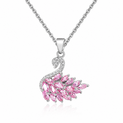 Swan Necklace Rose Pink